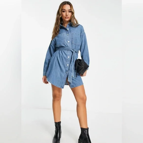 chinese dress ladies Buffalo Jeans Women's Gracelynn Denim Shirt Dress with Gathered Skirt, True Blue